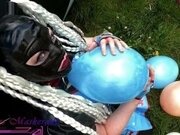 'Miss Maskerade Rubber Doll Playing And Pop Balloon - Looner Fetish In Full Latex 02'