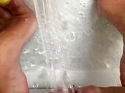 Clit orgasm with the shower