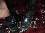 'Lick dirty boots, nylon footjob, cum on nylon feet'
