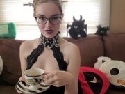 'Goth Girl JoI while sipping a cup of tea and smoking - IzzyHellbourne '