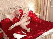 MILF pussy masturbation and air balloon fun, Santa holiday