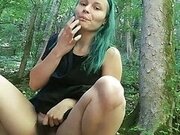 Pissing in public in the forest