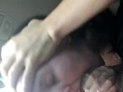 'Sloppiest throatjob, gagging and drooling on Daddy's cock in the car. Throat fucked w huge throatpie'