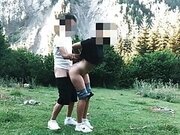 Big ass student fucked in the forest in standing doggystyle