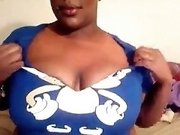 Webcam solo with a chubby ebony girl sucking a dildo