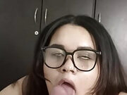 Horny Latina Eats a Big Cock