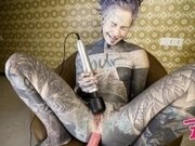 'FUCK MACHINE hardcore masturbation for HEAVILY TATTOOED girl, TEEN extreme ANAL, anal gapes, prolapse, fermale orgasm, goth'