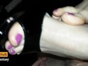 'Cumming on perfect feet and high heel open toes - shoejob - footjob - toejob and cum'