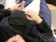 'Birds-eye view on how a guy strokes his thick big cock'