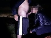 whore on the beach at night sucking dick and taking the anus