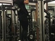 Vanessa White doing pullups at the gym.