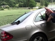 Oral sex in the car and outdoor fuck with a redhead