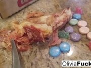 'Olivia anally violates her Pizza girl!'