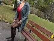 'Public masturbate Katerina Hartlova City Park in pantyhose'