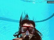 Lana Tanga shows underwater orgasms to you