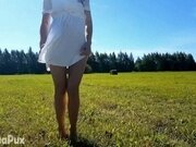 'SCHOOLGIRL FUCKS HER TIGHT PUSSY WITH A HUGE DILDO IN AN OPEN FIELD! - ANGELINAPUX FREE'